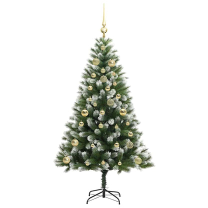vidaXL Artificial Hinged Christmas Tree with Flocked Snow 150 cm