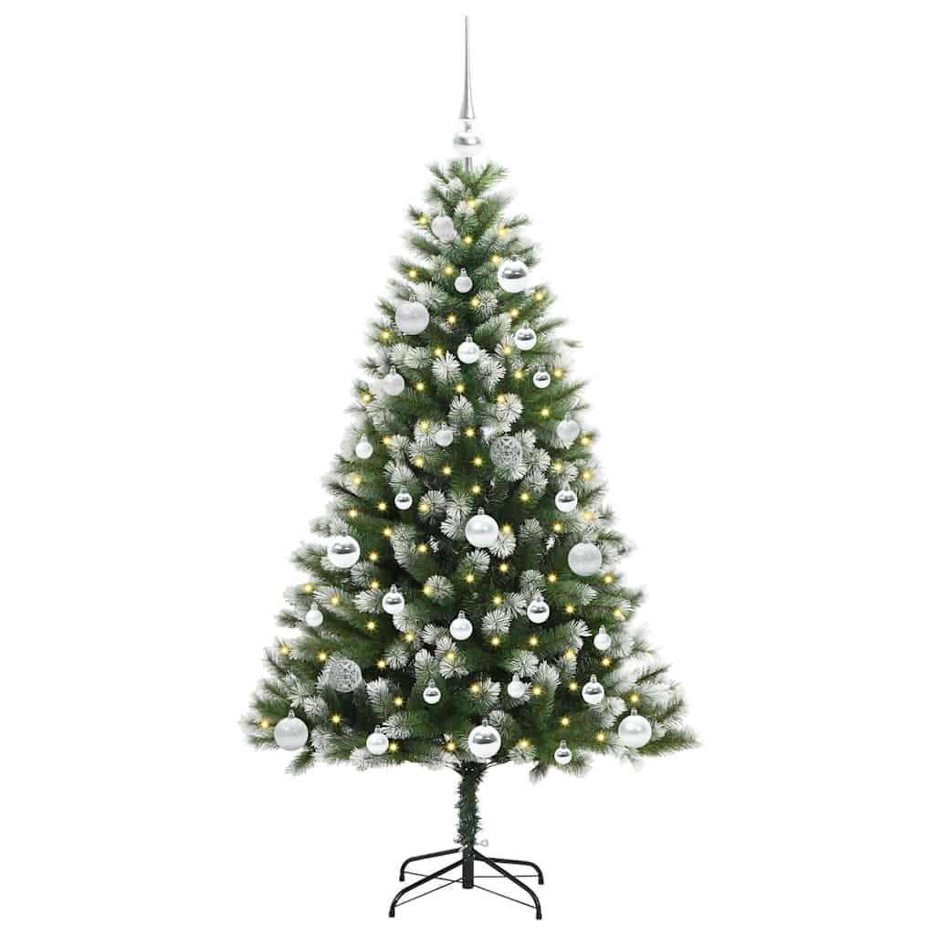 vidaXL Artificial Hinged Christmas Tree with Flocked Snow 150 cm