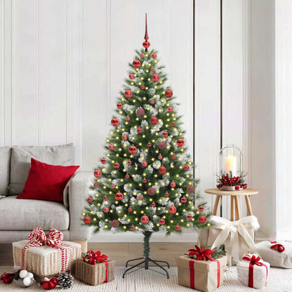 vidaXL Artificial Hinged Christmas Tree with Flocked Snow 300 LEDs