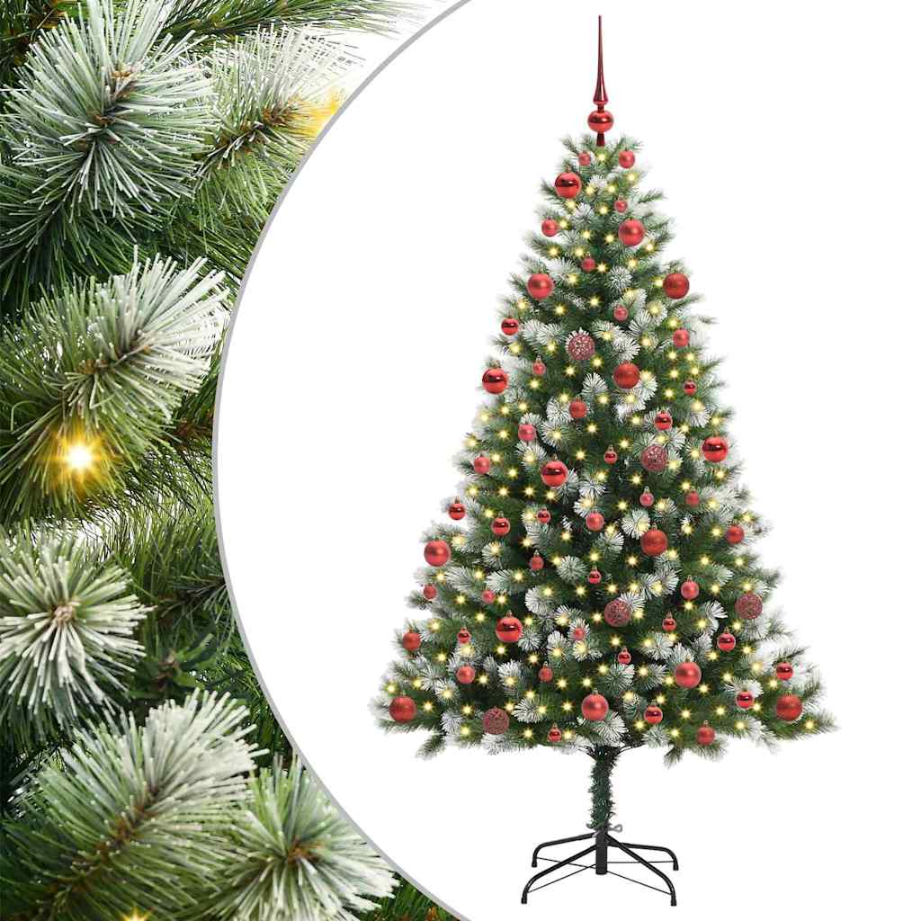 vidaXL Artificial Hinged Christmas Tree with Flocked Snow 300 LEDs