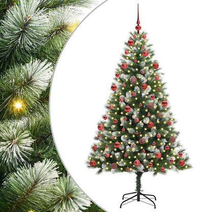 vidaXL Artificial Hinged Christmas Tree with Flocked Snow 300 LEDs