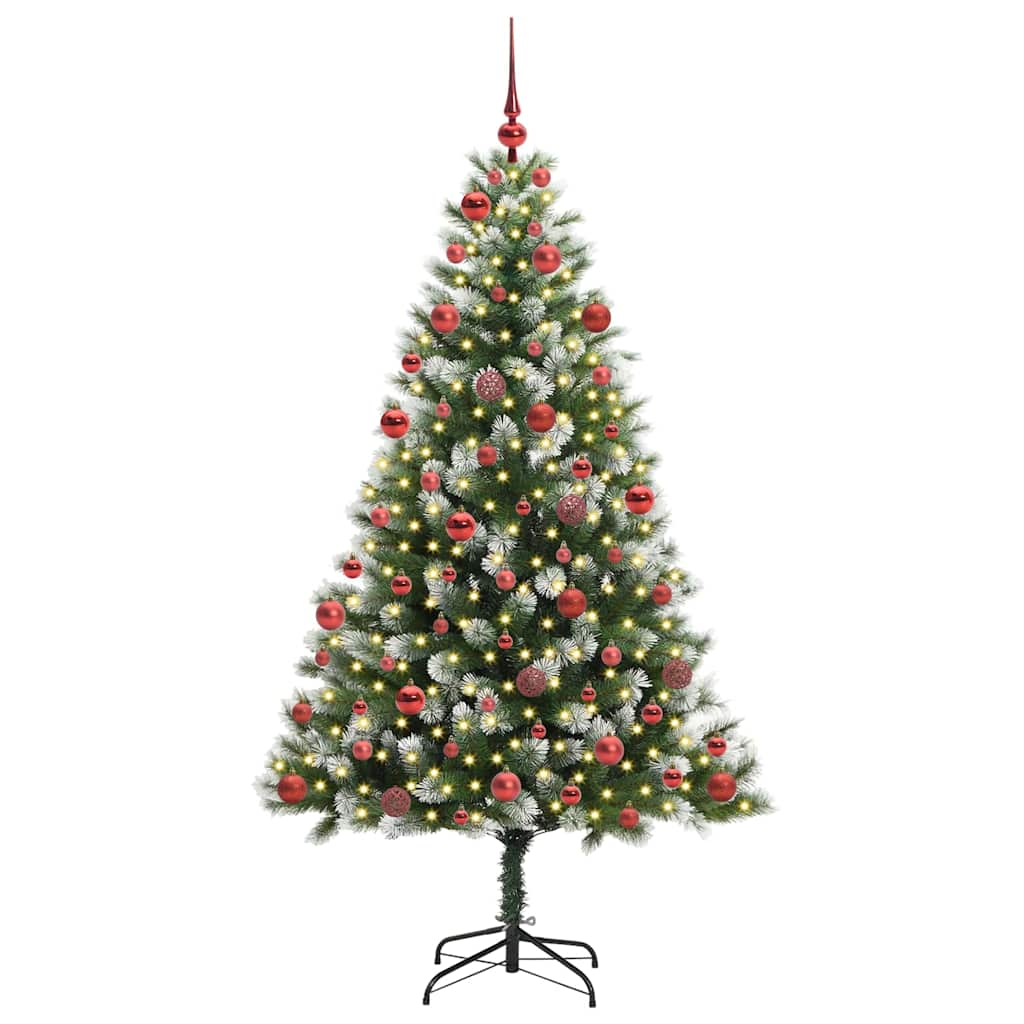 vidaXL Artificial Hinged Christmas Tree with Flocked Snow 300 LEDs