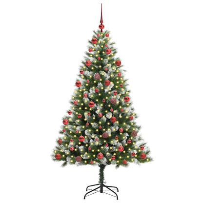vidaXL Artificial Hinged Christmas Tree with Flocked Snow 300 LEDs