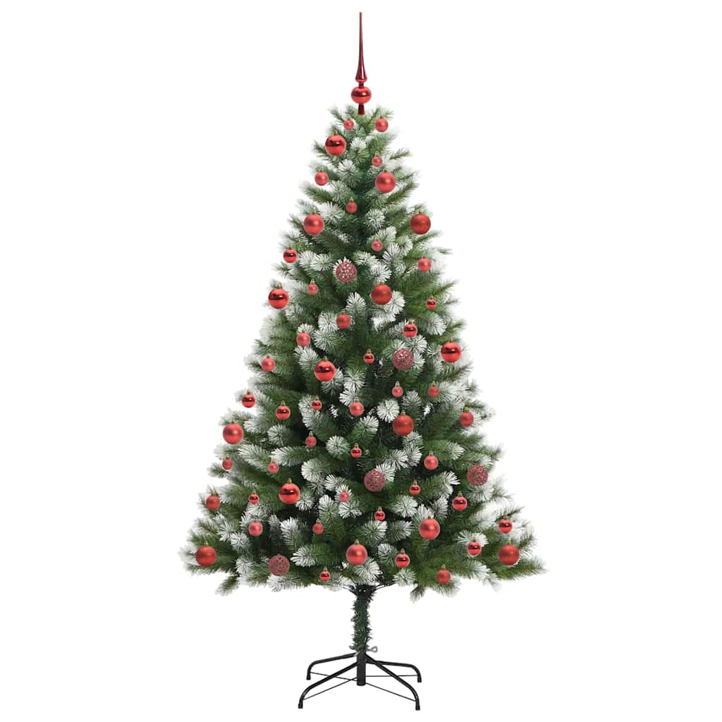 vidaXL Artificial Hinged Christmas Tree with Flocked Snow 300 LEDs