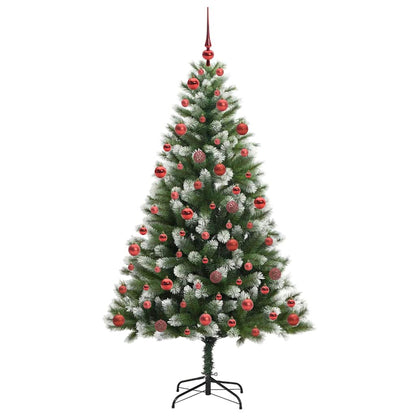 vidaXL Artificial Hinged Christmas Tree with Flocked Snow 300 LEDs