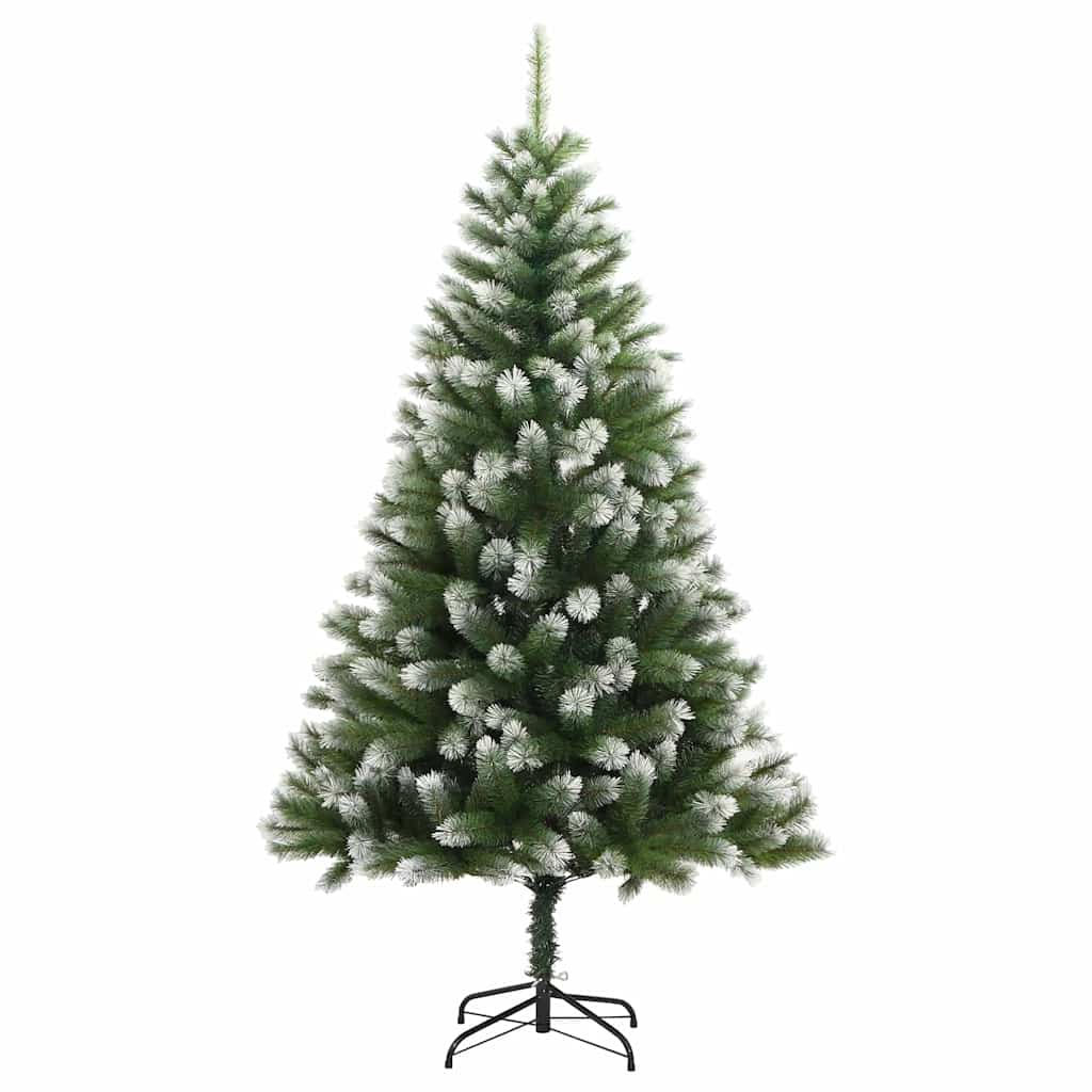 vidaXL Artificial Hinged Christmas Tree with Flocked Snow 300 LEDs