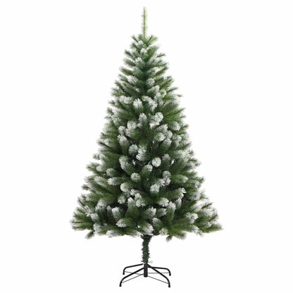 vidaXL Artificial Hinged Christmas Tree with Flocked Snow 300 LEDs