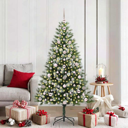 vidaXL Artificial Hinged Christmas Tree with Flocked Snow 180 cm