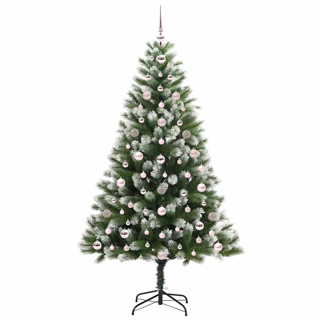 vidaXL Artificial Hinged Christmas Tree with Flocked Snow 180 cm