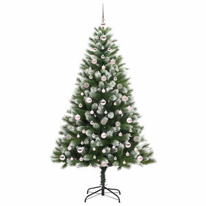 vidaXL Artificial Hinged Christmas Tree with Flocked Snow 180 cm