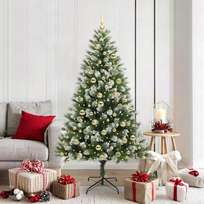 vidaXL Artificial Hinged Christmas Tree with Flocked Snow 300 LEDs