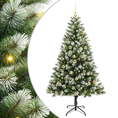 vidaXL Artificial Hinged Christmas Tree with Flocked Snow 300 LEDs