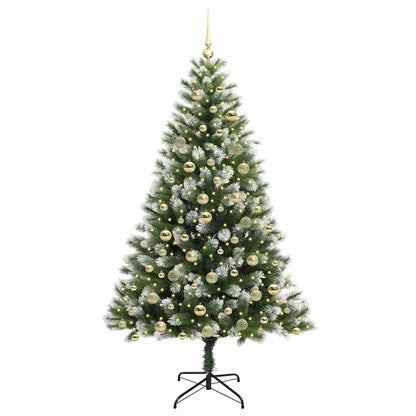 vidaXL Artificial Hinged Christmas Tree with Flocked Snow 300 LEDs