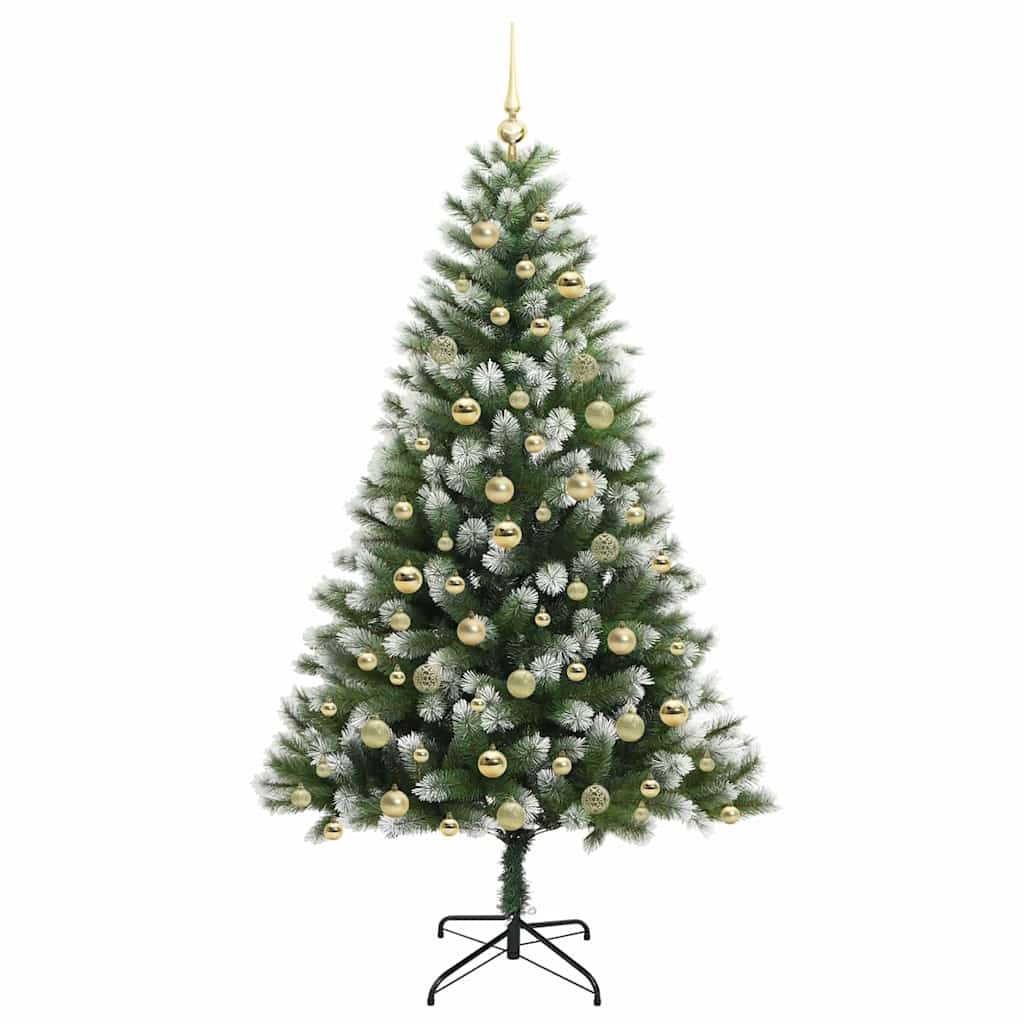 vidaXL Artificial Hinged Christmas Tree with Flocked Snow 300 LEDs