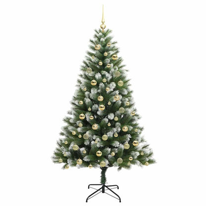vidaXL Artificial Hinged Christmas Tree with Flocked Snow 300 LEDs