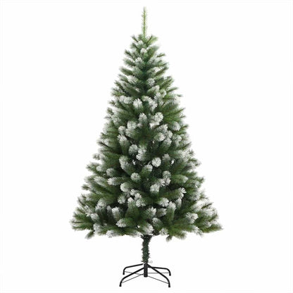 vidaXL Artificial Hinged Christmas Tree with Flocked Snow 300 LEDs