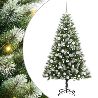 vidaXL Artificial Hinged Christmas Tree with Flocked Snow 300 LEDs