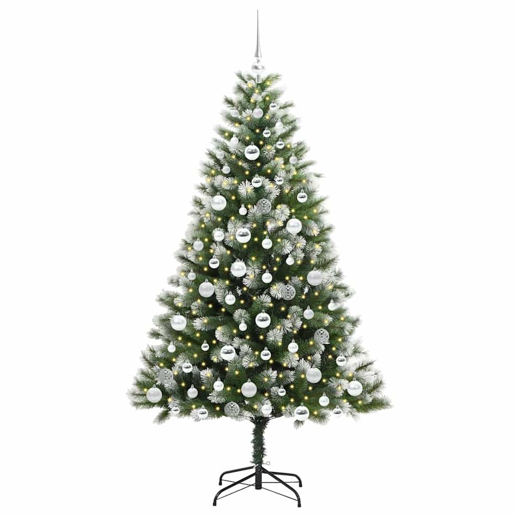 vidaXL Artificial Hinged Christmas Tree with Flocked Snow 300 LEDs