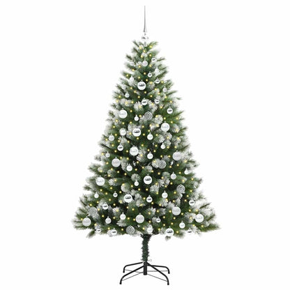 vidaXL Artificial Hinged Christmas Tree with Flocked Snow 300 LEDs