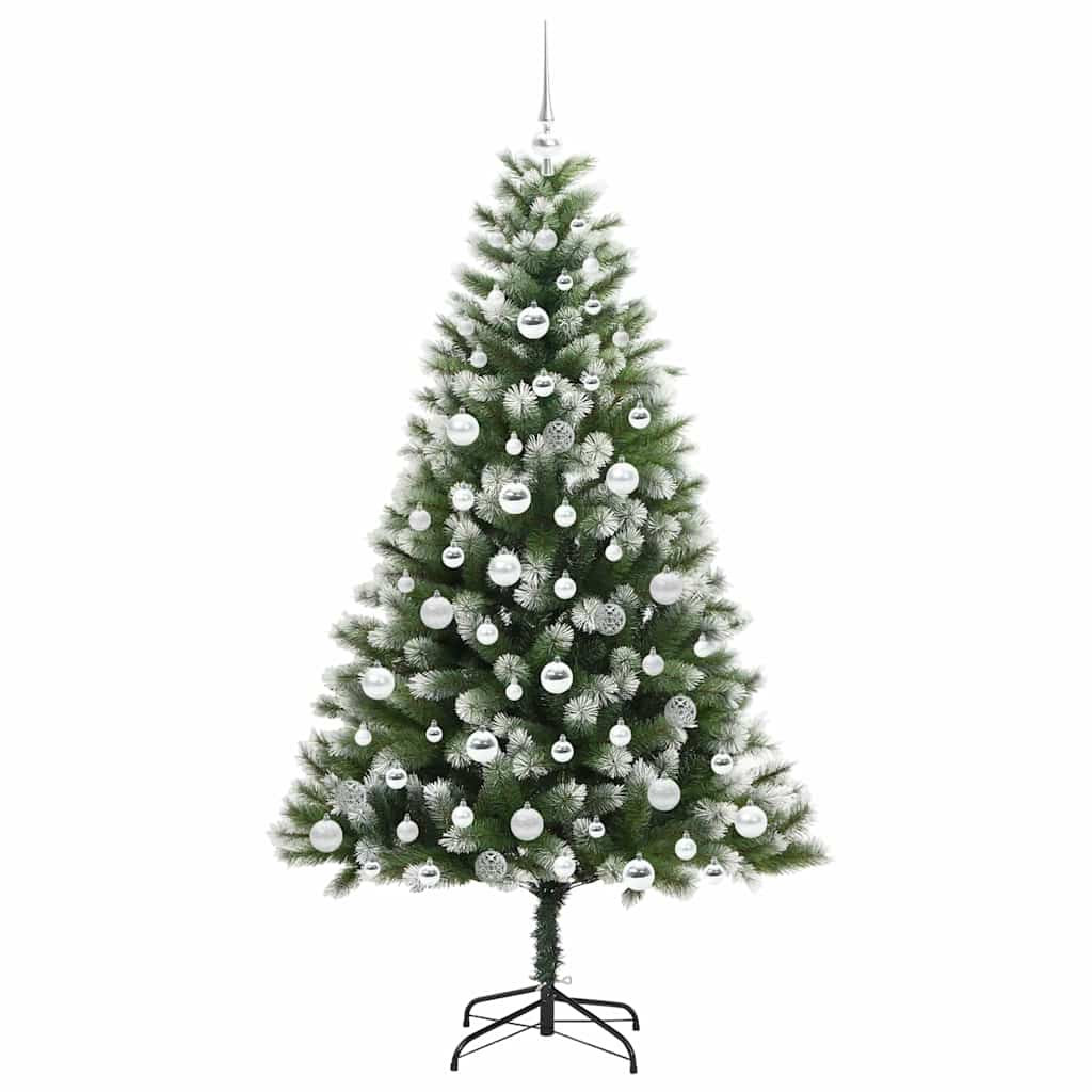 vidaXL Artificial Hinged Christmas Tree with Flocked Snow 300 LEDs