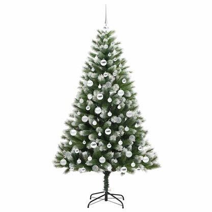 vidaXL Artificial Hinged Christmas Tree with Flocked Snow 300 LEDs