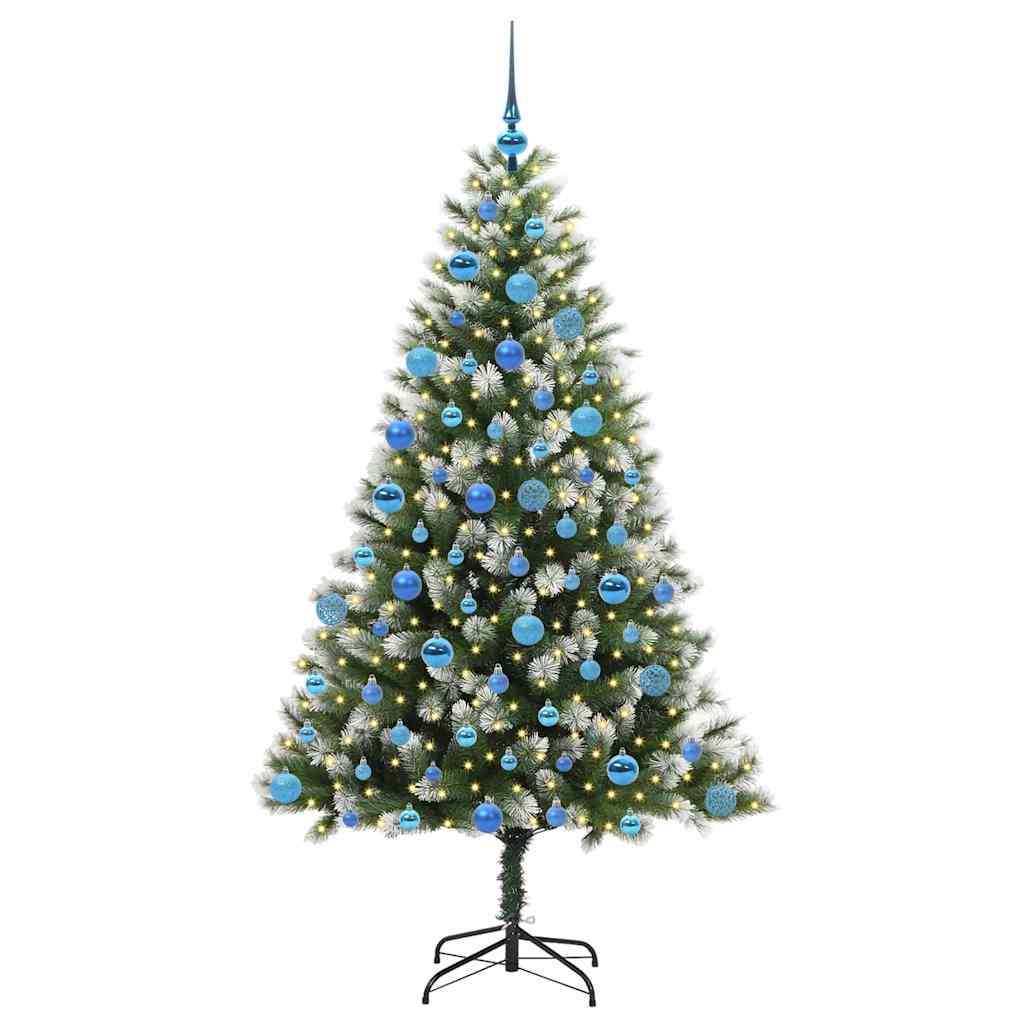vidaXL Artificial Hinged Christmas Tree with Flocked Snow 180 cm