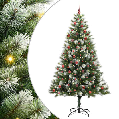 vidaXL Artificial Hinged Christmas Tree with Flocked Snow 300 LEDs