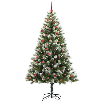 vidaXL Artificial Hinged Christmas Tree with Flocked Snow 300 LEDs