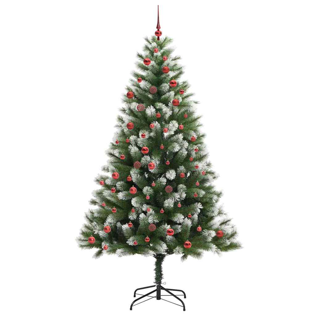 vidaXL Artificial Hinged Christmas Tree with Flocked Snow 300 LEDs