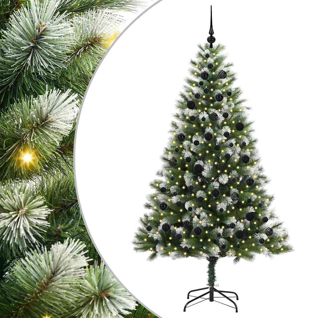 vidaXL Artificial Hinged Christmas Tree with Flocked Snow 210 cm