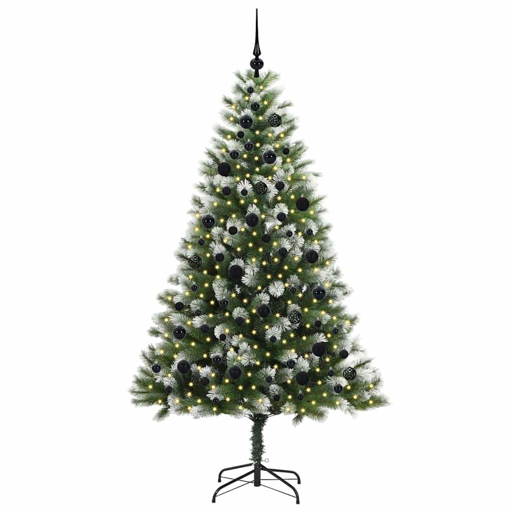 vidaXL Artificial Hinged Christmas Tree with Flocked Snow 210 cm