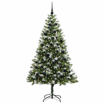 vidaXL Artificial Hinged Christmas Tree with Flocked Snow 210 cm