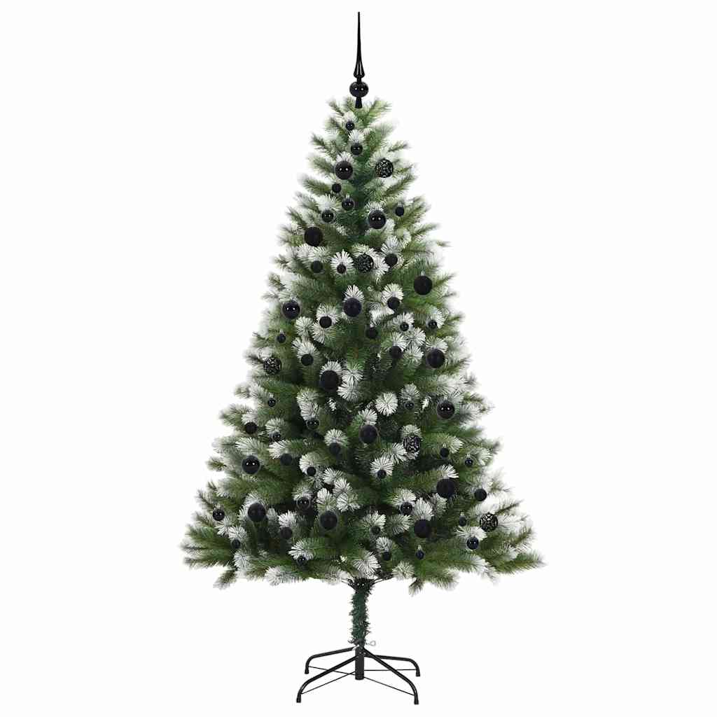 vidaXL Artificial Hinged Christmas Tree with Flocked Snow 210 cm