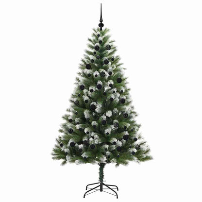 vidaXL Artificial Hinged Christmas Tree with Flocked Snow 210 cm