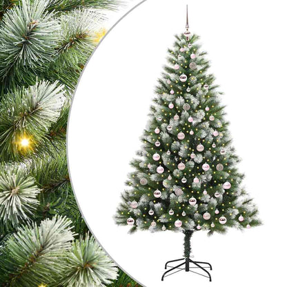 vidaXL Artificial Hinged Christmas Tree with Flocked Snow 210 cm