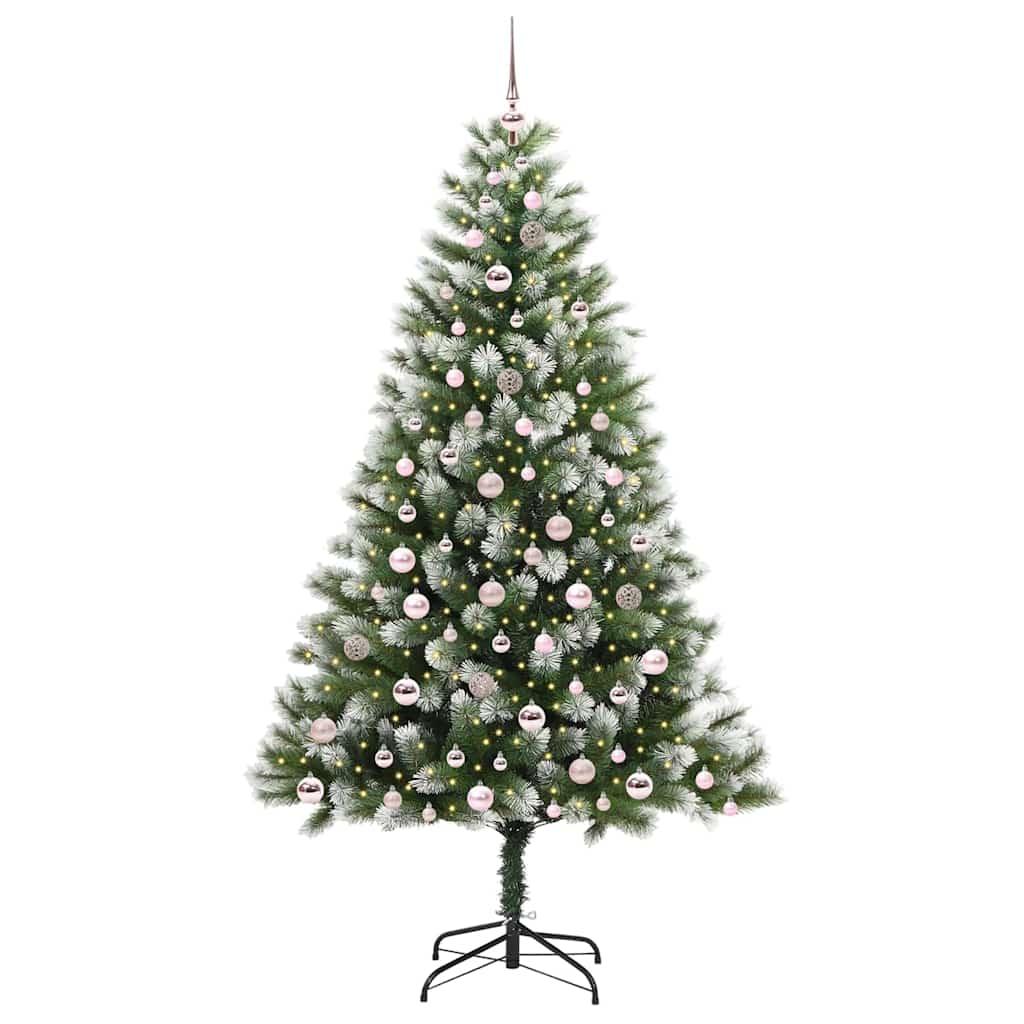 vidaXL Artificial Hinged Christmas Tree with Flocked Snow 210 cm