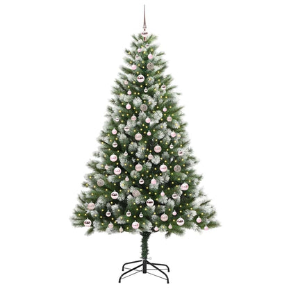 vidaXL Artificial Hinged Christmas Tree with Flocked Snow 210 cm