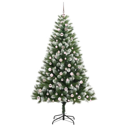 vidaXL Artificial Hinged Christmas Tree with Flocked Snow 210 cm