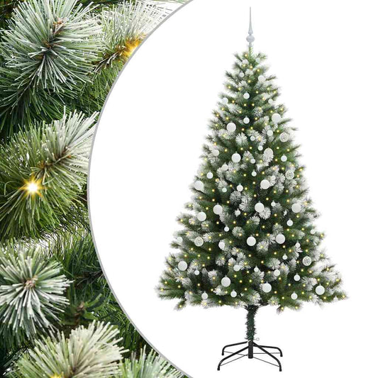 vidaXL Artificial Hinged Christmas Tree with Flocked Snow 210 cm