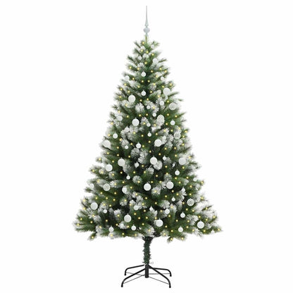 vidaXL Artificial Hinged Christmas Tree with Flocked Snow 210 cm