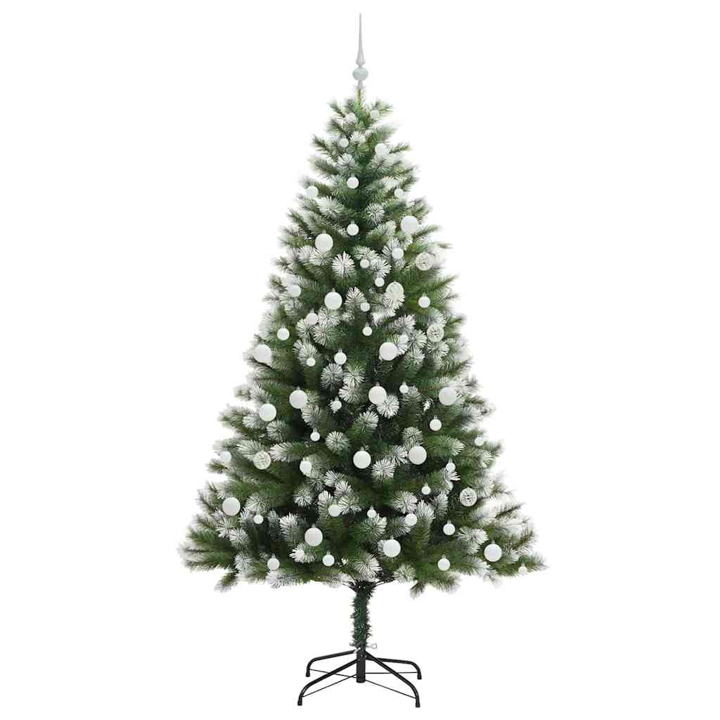 vidaXL Artificial Hinged Christmas Tree with Flocked Snow 210 cm