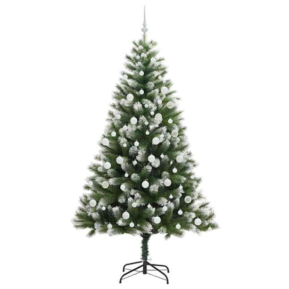 vidaXL Artificial Hinged Christmas Tree with Flocked Snow 210 cm