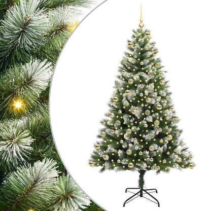 vidaXL Artificial Hinged Christmas Tree with Flocked Snow 300 LEDs