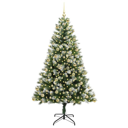 vidaXL Artificial Hinged Christmas Tree with Flocked Snow 300 LEDs