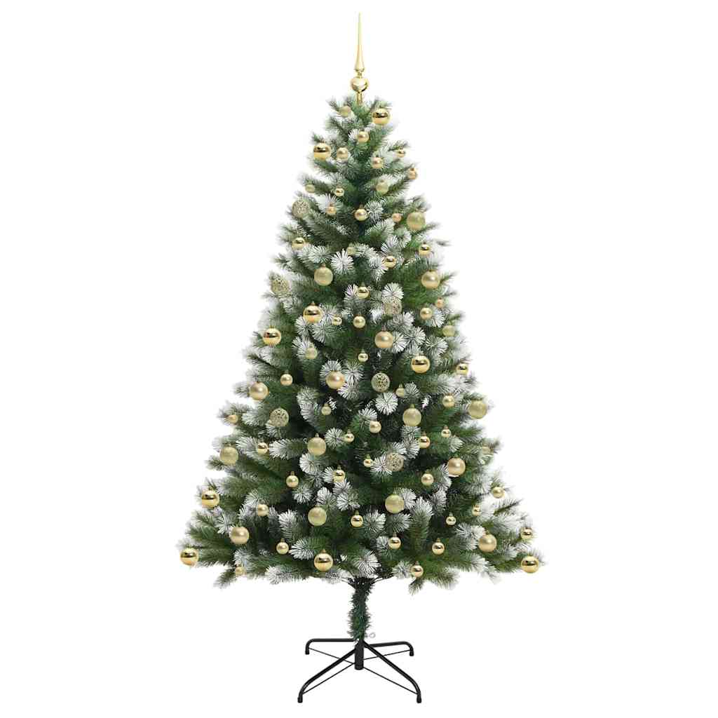vidaXL Artificial Hinged Christmas Tree with Flocked Snow 300 LEDs