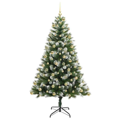 vidaXL Artificial Hinged Christmas Tree with Flocked Snow 300 LEDs