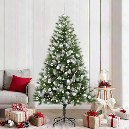 vidaXL Artificial Hinged Christmas Tree with Flocked Snow 300 LEDs