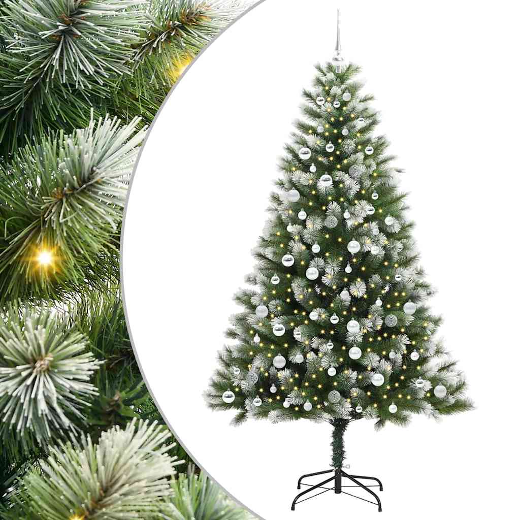 vidaXL Artificial Hinged Christmas Tree with Flocked Snow 300 LEDs