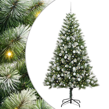 vidaXL Artificial Hinged Christmas Tree with Flocked Snow 300 LEDs