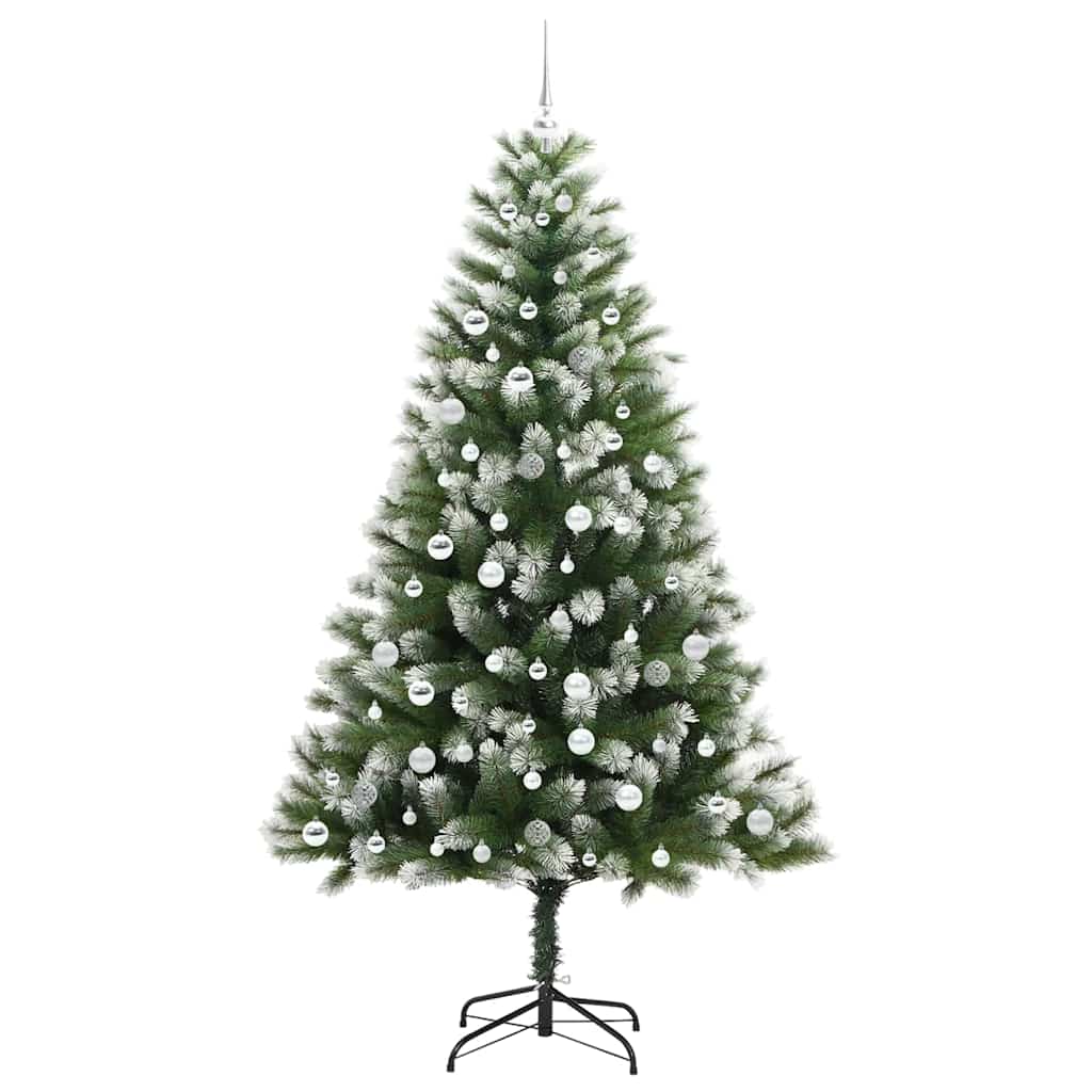 vidaXL Artificial Hinged Christmas Tree with Flocked Snow 300 LEDs